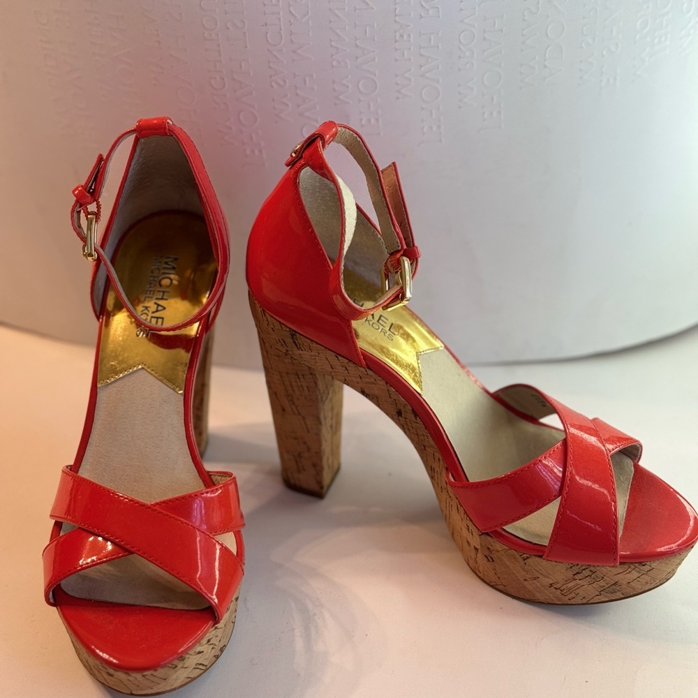 Michael Kors Coral/ Orange Leather Platform